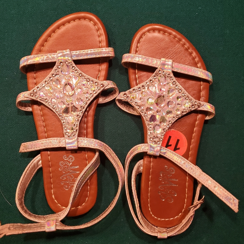 Chrome beaded girl sandals